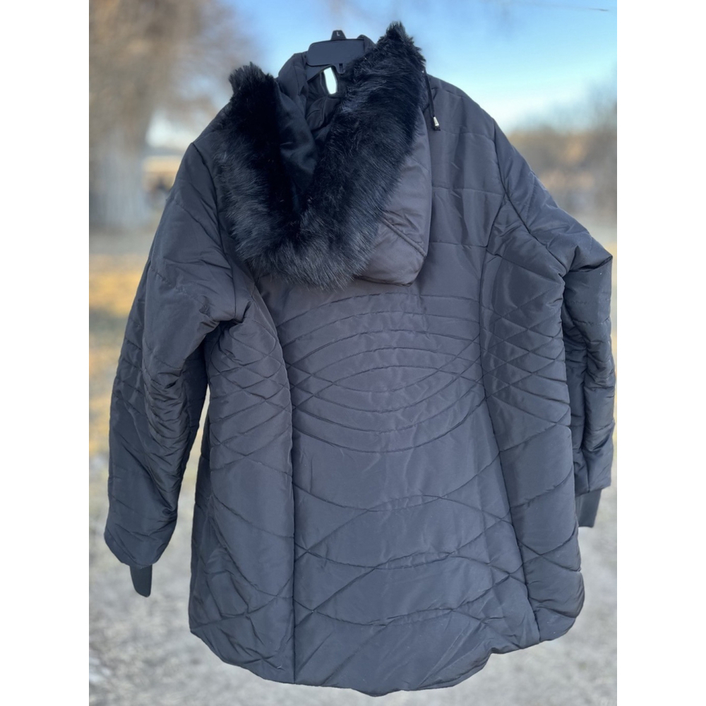 Catherines Womens 2X Winter Coat Removable Hood Black Long Parka Pockets NWOT - Picture 14 of 17